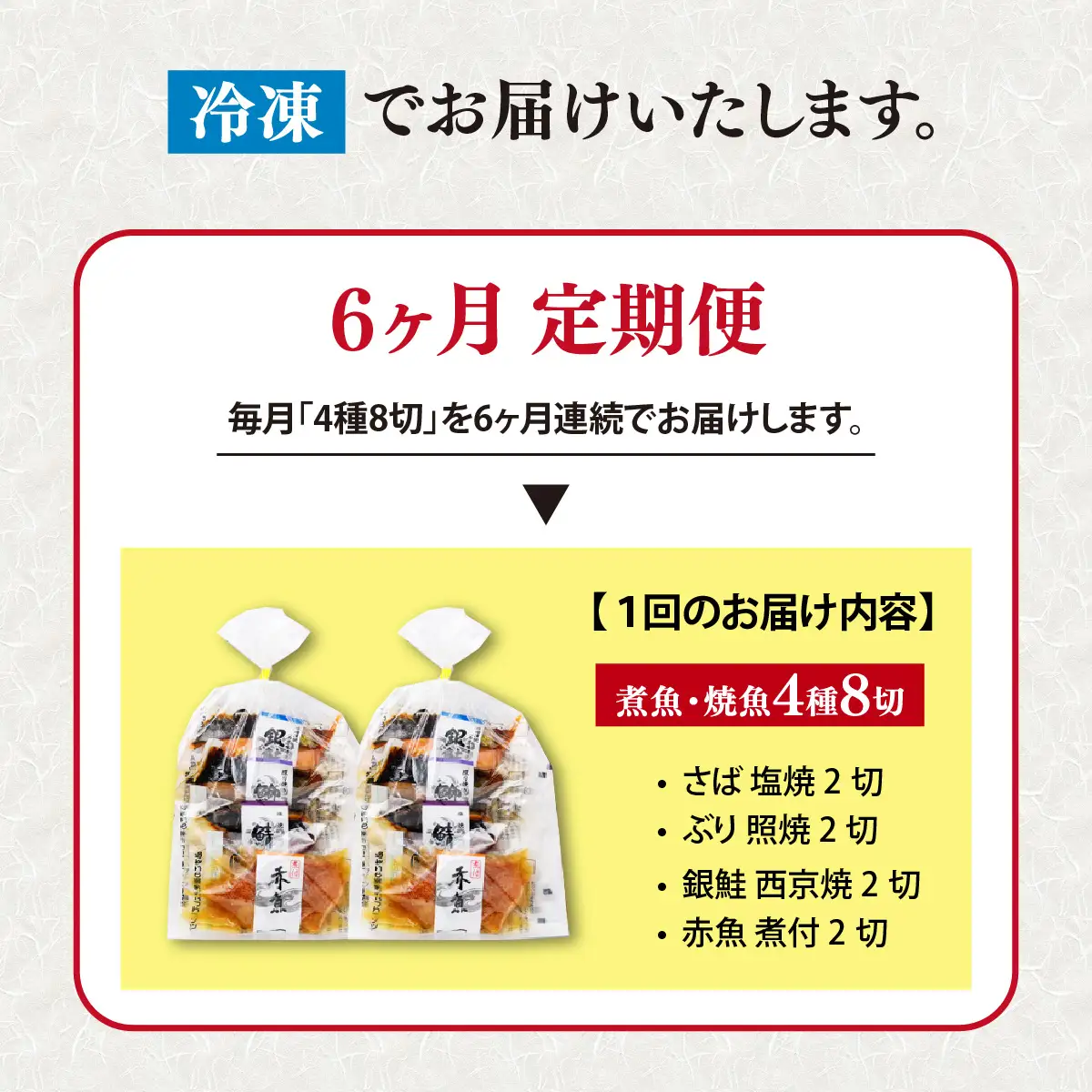 【6ヶ月連続 定期便】骨取り 煮魚 焼き魚 西京漬 4種8切 レンチン [G-088062]