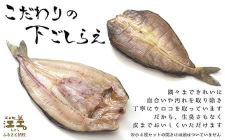 ＼配送時期指定可／北海道かもめ島特産 とった漁師が自らつくる こだわりのほっけの開き ちいさめ 4枚（2枚入×2袋）　約20cm～25cm　食べきりサイズ　甘塩　漁師直送　北海道日本海のホッケ　一夜干し　魚の干物　国産