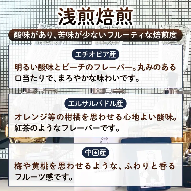 【ramp】浅煎焙煎 コーヒー豆 3種類 各100g 計300g（MG）B15-1560