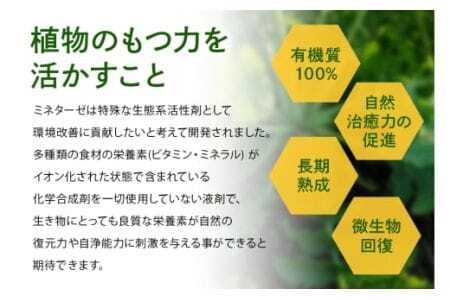 ミネターゼ 土壌改良 土壌活性 資材 微生物 ミネラル 肥料代替 園芸 農業 家庭菜園 ガーデニング 畑 肥料 野菜 栽培サポート 成長サポート 植物用 施用液 液体 常温便 茨城県 石岡市 (E02-004)