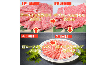 BL032_【毎月15日冷蔵でお届け】佐賀牛スライス定期便800g×8か月【”0度20日間熟成”のウェットエイジング技法】