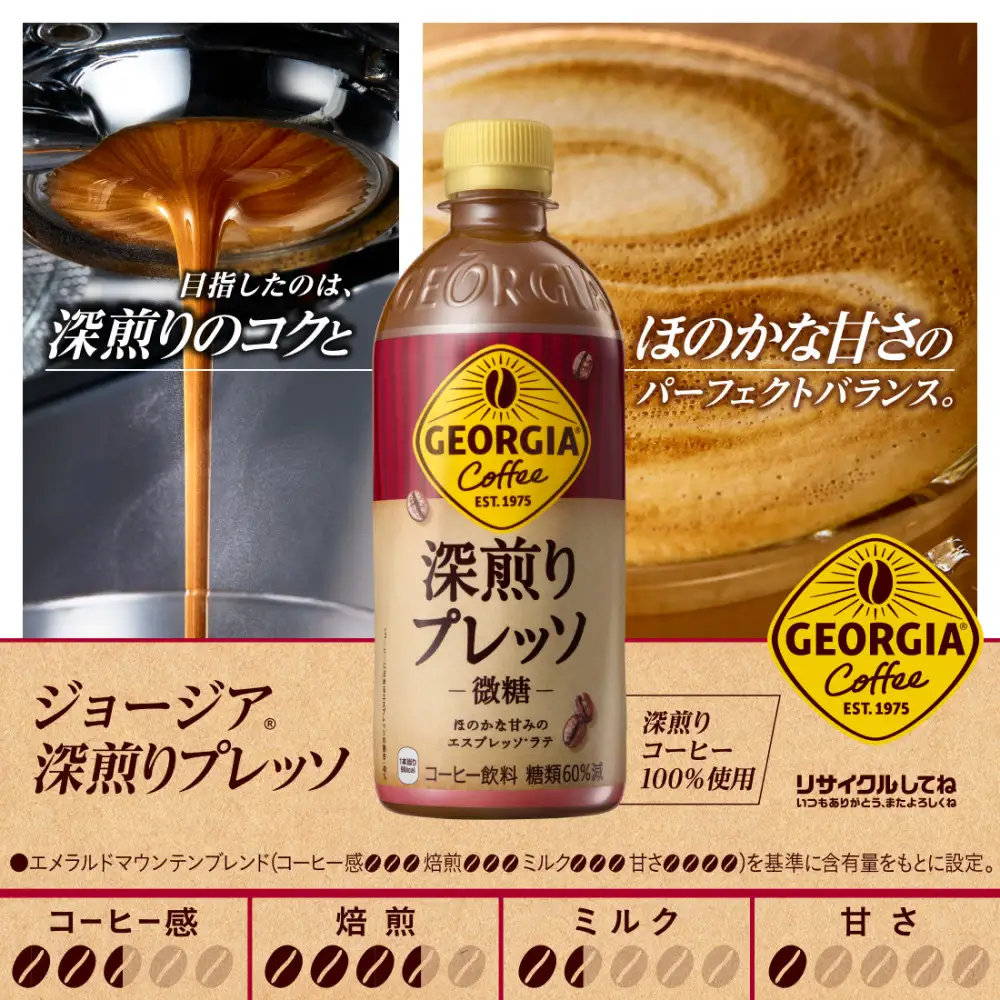 【定期便：全6回】ジョージア 深煎りプレッソ 微糖 500mlPET×24本【38010602】