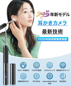 カメラ付き耳かき　【11100-1648】1000万画素 高解像 耳掃除 LEDライト 防水 安全 ワイヤレス 充電式 耳のケア 口内検査