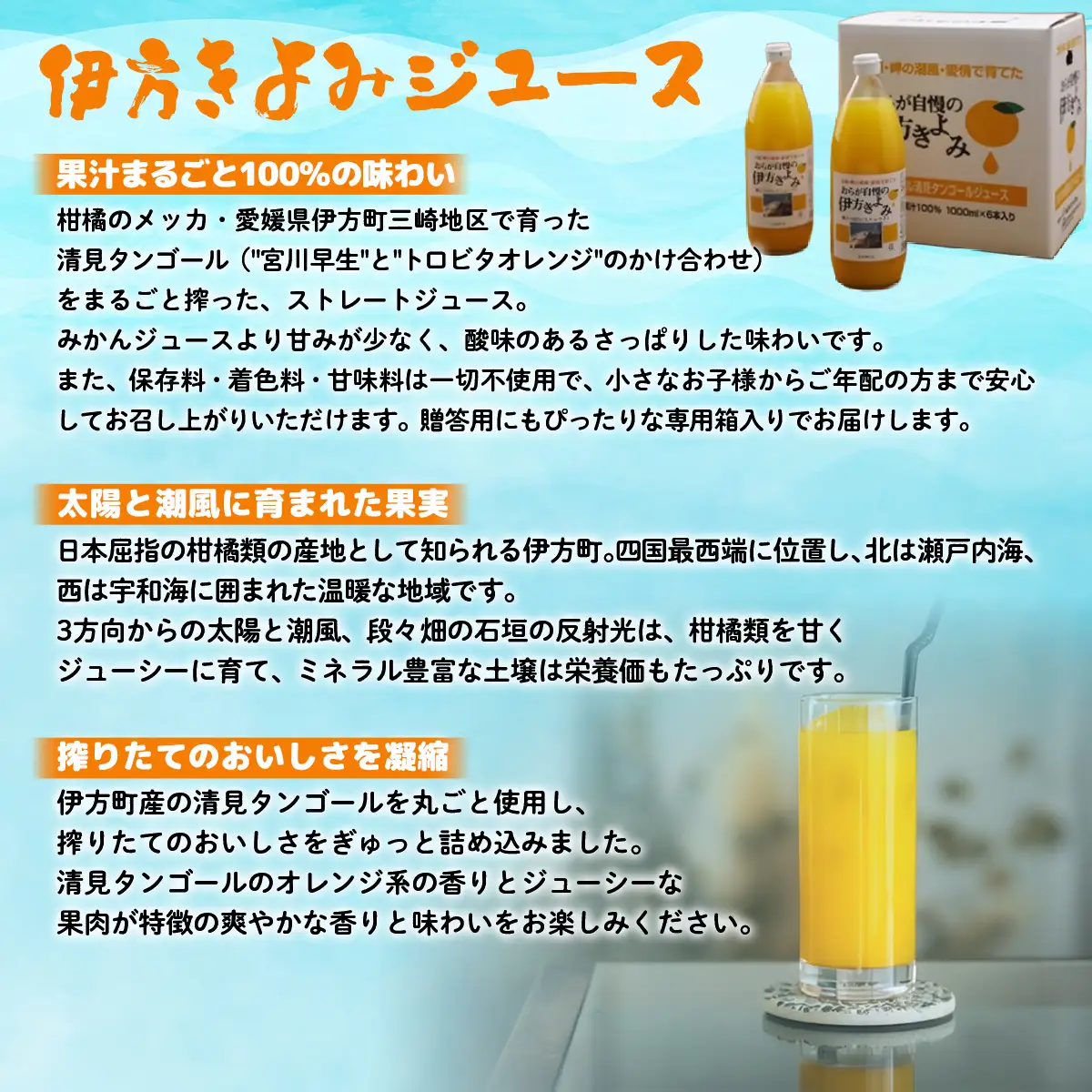 【愛媛県産】おらが自慢の伊方きよみジュース（1000ml×6本） ストレート果汁100％ 【ふるさと納税 人気 おすすめ ランキング みかん ミカン 蜜柑 ジュース みかんジュース ミカンジュース クリエイト伊方 愛媛県 伊方町 送料無料】 IKTI009