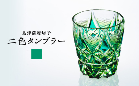 島津 薩摩 切子 二色 タンブラー C-213 蒼黄緑 K010-038_03