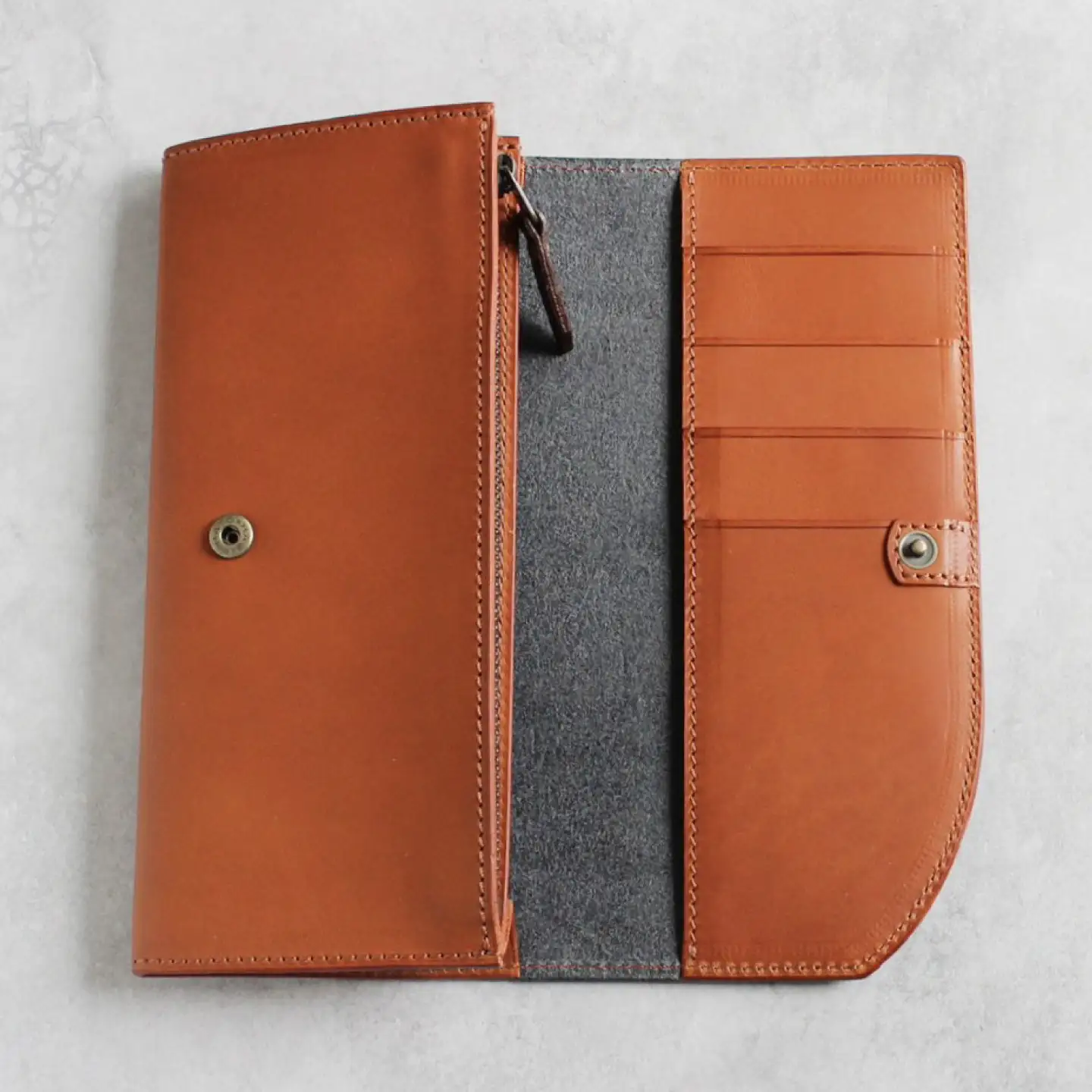 tanikoオリジナル バイカラー長財布(紺×赤茶） ウォレット 財布 [AXAP014]