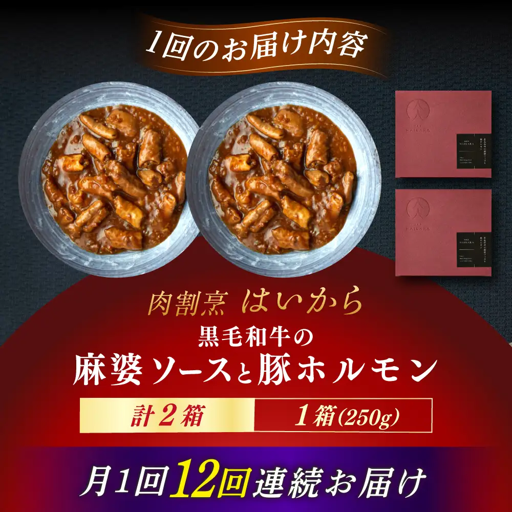 【12回定期便】『黒毛和牛の麻婆ソースと豚ホルモン』 2個セット [AUFI040]レトルトレトルトレトルトレトルトレトルト