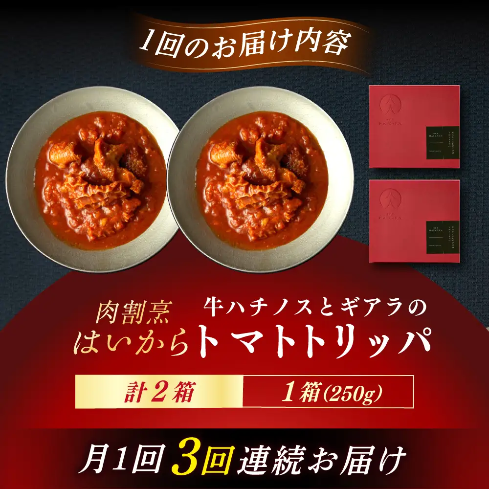 【3回定期便】 『牛ハチノスとギアラのトマトトリッパ』2個セット [AUFI041]レトルトレトルトレトルトレトルトレトルト