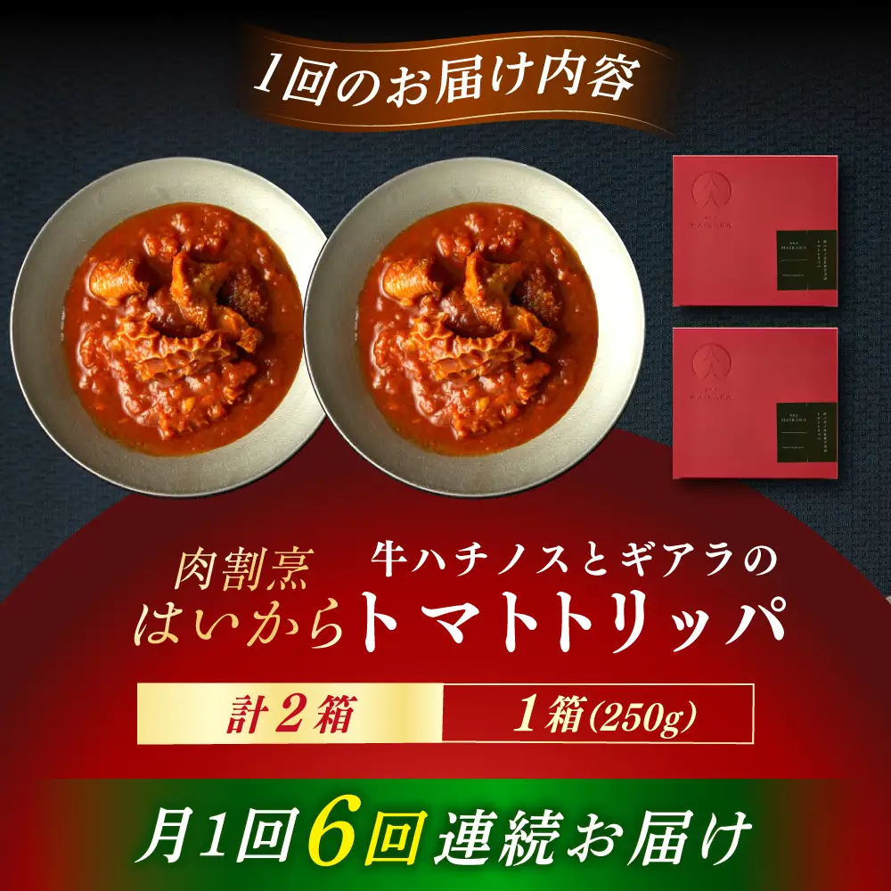 【6回定期便】 『牛ハチノスとギアラのトマトトリッパ』2個セット [AUFI042]レトルトレトルトレトルトレトルトレトルト