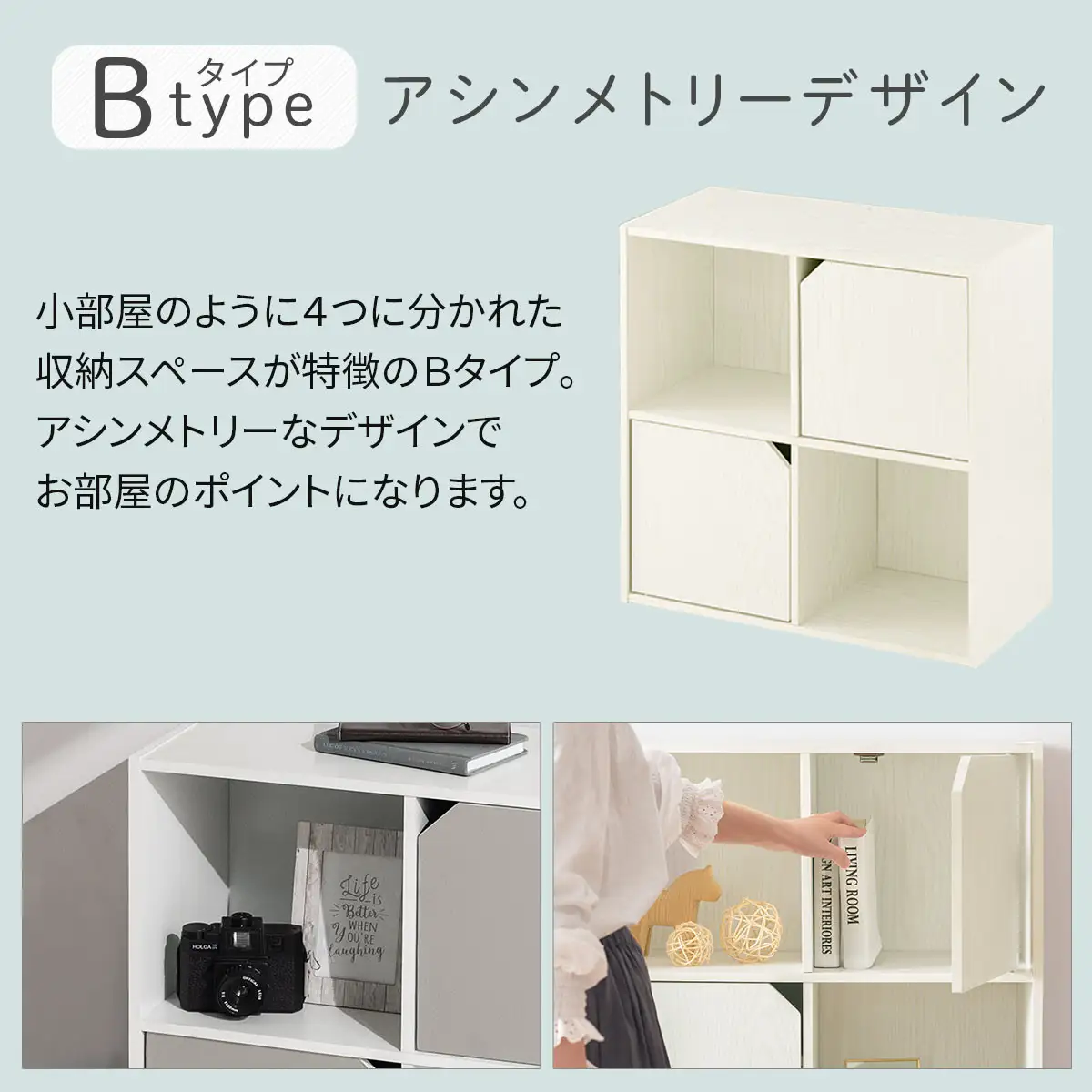 【完成品でお届け】収納ボックス〔Bタイプ〕（ピンク×ホワイト）収納棚 扉付き キャビネット ラック 棚 カラーボックス スリム 2段 可動棚 本棚 収納家具 リビング LKANET300248-B-PI