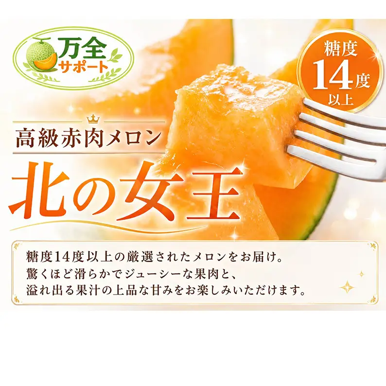 メロン 赤肉 北の女王 秀品 北海道 メロン【2玉 計約3.2kg】【先行予約】