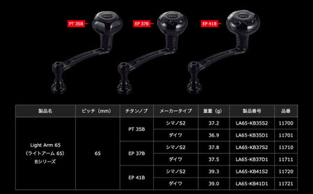 LIVRE リブレ LightArm65 EP 41Bノブ ダイワ用(オールブラック)  / 釣り具 釣り用品 釣り アウトドア 亀山市 / 有限会社メガテック[AMBB246-6]
