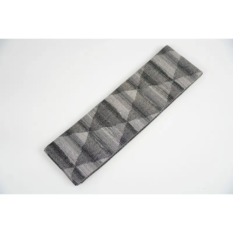 半幅帯　大ウロコ文（グレー）*リバーシブル幅約15.2cm×長さ約420cm