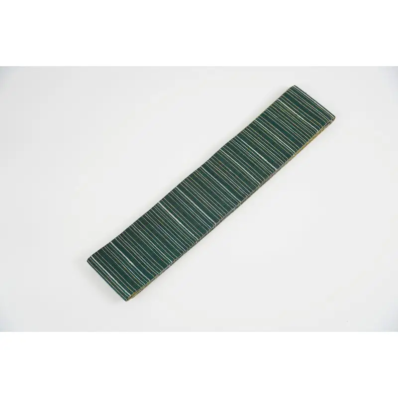 ＜丹後の藤布　遊絲舎＞角帯　藤霞文（緑）*リバーシブル幅約10.2cm×長さ約420cm
