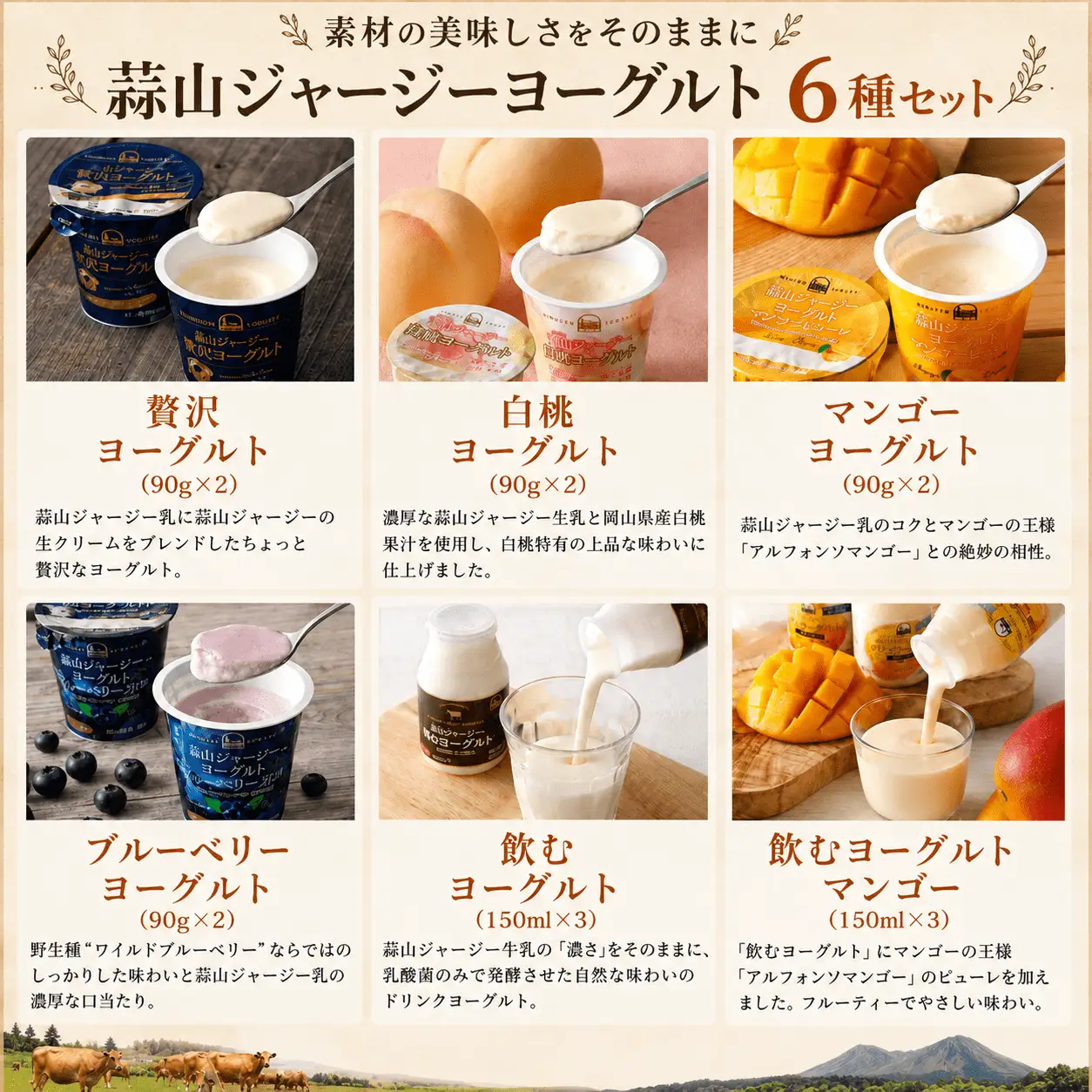 ヨーグルト 岡山県真庭市蒜山 ひるぜんジャージーデザートヨーグルト6種14点セット 飲むヨーグルト デザート 【hiru009-01】