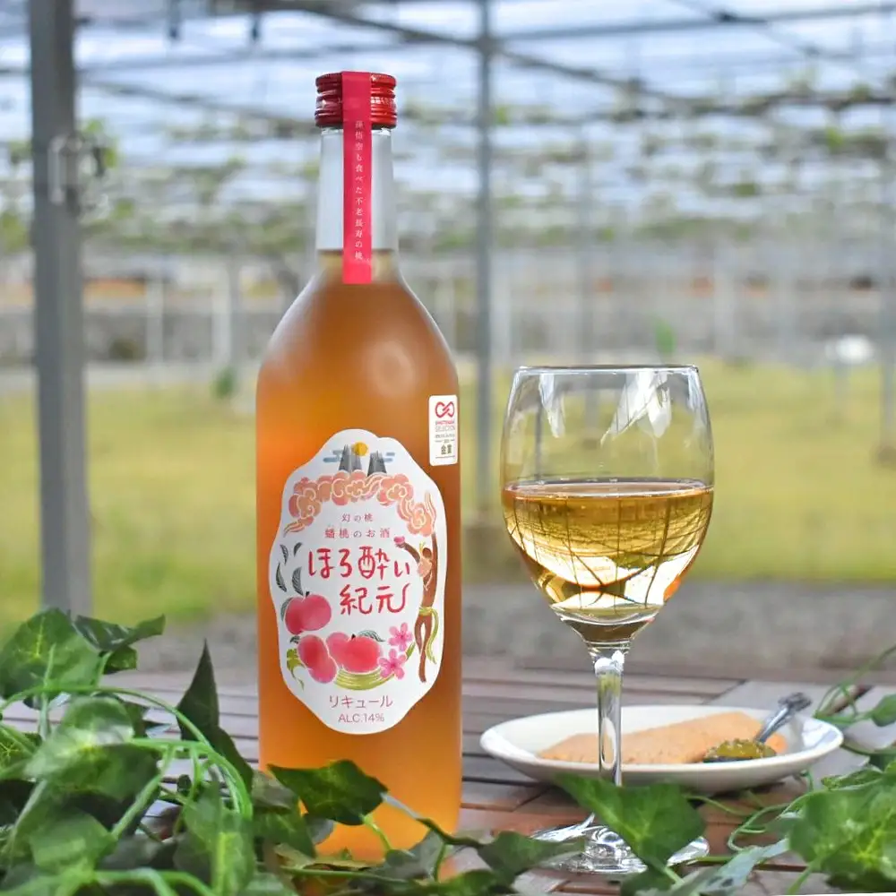 幻の桃、希少品種の「蟠桃(ばんとう)」のリキュール「ほろ酔い紀元」1本(720ml)(岡山県産)【KF-S007-02】