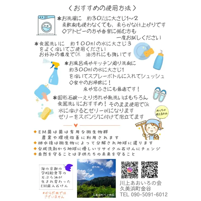 学校給食などの天ぷら油が大変身！地球に優しいエコなEM菌入石けん 海の京都 京丹後からお届け/粉石けん200g×4袋＋固形石鹸5個 石けん ふるさと納税 石鹸 石けん 粉せっけん 固形石けん クリーナー 洗濯 掃除