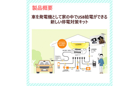 【DC12V車専用】防災用USB給電装置アンドリンクライト 地震 台風 避難 車中泊 非常用 アウトドア 防災用品 防災グッズ スマホ充電 充電 USB対応 給電装置 停電対策 災害 震災 停電 島田市 静岡