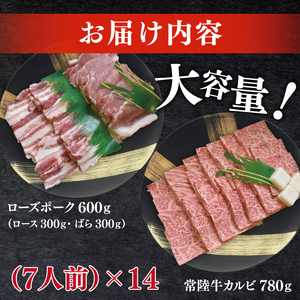 常陸牛A5ランク・ローズポーク焼肉セット　合計約100人前！（EK-90）