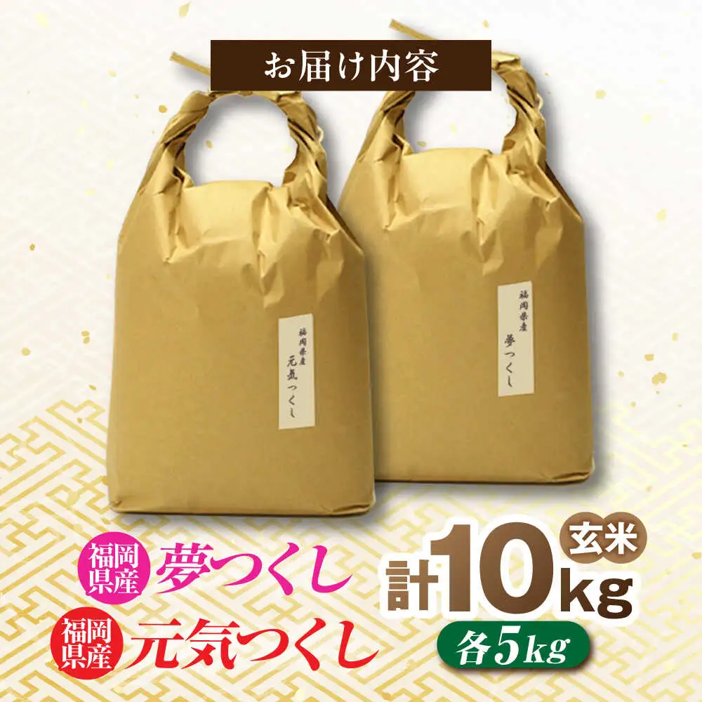 福岡県産 元気つくし・夢つくしの食べ比べセット 玄米 10kg (5kg×各1袋)[BGAF024]