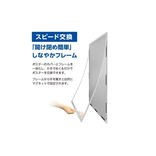 【ポスターフィット背面マグネットあり】A1用紙サイズ対応  交換が簡単な薄型ポスターフレーム