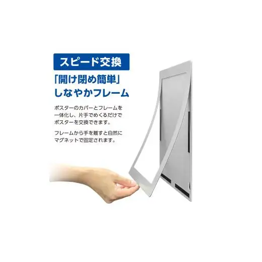 【ポスターフィット背面マグネットなし】A4用紙サイズ対応  交換が簡単な薄型ポスターフレーム