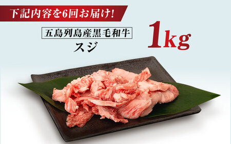 【全6回定期便】五島列島産 黒毛和牛 スジ 1kg 五島市/山口Farm[PGJ027]