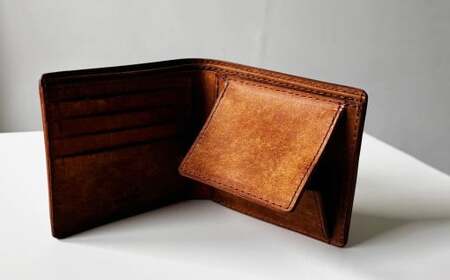 Box Short WALLET 二つ折り財布 財布 革 革財布 牛革 本革 アカ