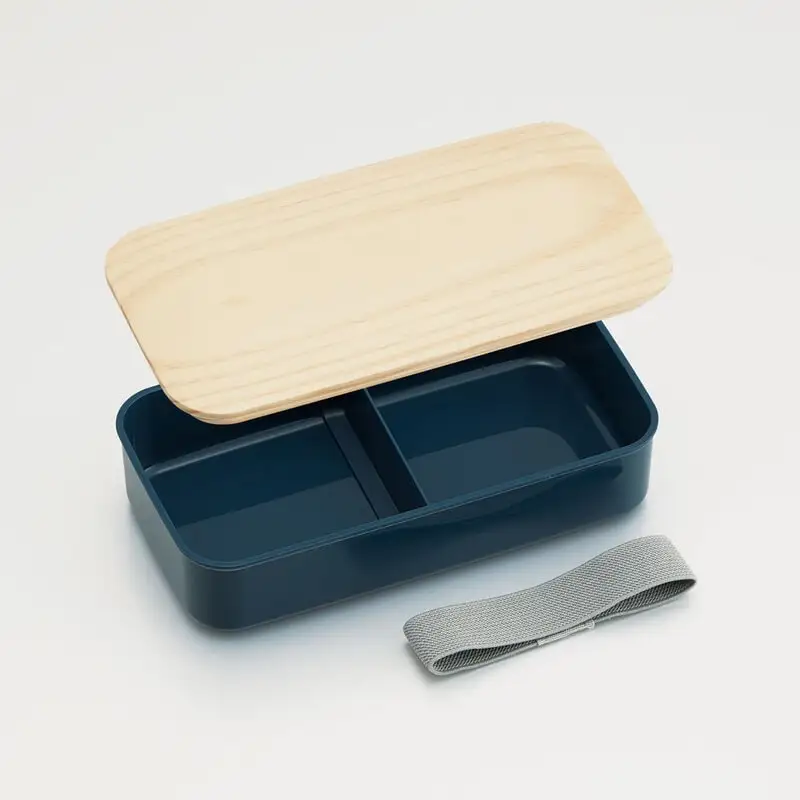 弁当箱 630ml 1段 木蓋 ランチベルト 食洗機 レンジ 対応 ランチボックス スケーター skater PAL8FK ミッドナイトブルー ブルー 青〈スケーター株式会社〉   7-208