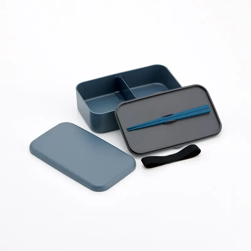 箸付き 弁当箱 1000ml 1段 ランチボックス お弁当 18cm 大人 メンズ バイオマス スケーター skater PLB10HB アッシュブルー 子供 食洗機可 電子レンジ可 仕切付 ランチベルト 〈スケーター株式会社〉   6-308