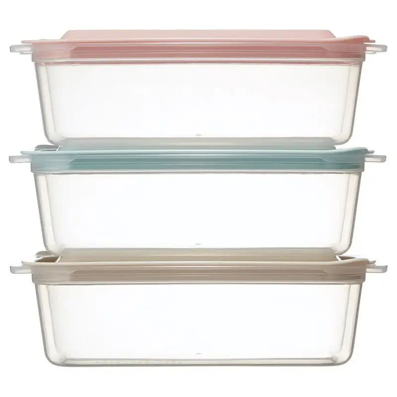保存容器[700ml]3個セット●アソート● キッチン 保存 食材保存 お弁当箱 ランチボックス 容器 フードコンテナ 電子レンジ対応 保存容器 シンプル かわいい 3色〈スケーター株式会社〉   4-047