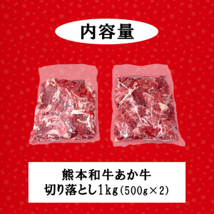 【三協畜産】熊本和牛 あか牛100% 切り落とし スライス 牛肉 1kg 1000g 500g×2 熊本県産 肥育 新鮮 阿蘇 熊本 褐毛和種 褐牛 和牛 料理のお供 炒め物 煮込み 老舗 農場 ご家庭用 ギフト 贈答用 小国町ふるさと納税