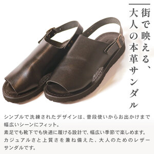 メンズ レザーサンダル 黒 LLサイズ 【サンダル】