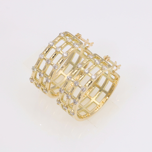 K18YG　透かし模様　ダイヤモンドフープピアス(0.42ct)　EJ-107