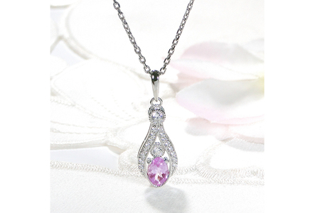 ペンダント ネックレス PT900 プラチナ 0.17ct ダイヤモンド ピンクサファイア しずく つゆ型 ミル アンティーク誕生石 大粒 ジュエリー 【f253-pt-psa】