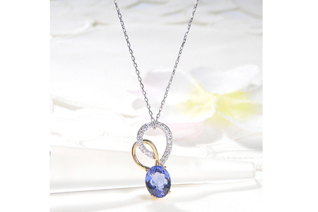 ネックレス K18YG PT900 イエローゴールド プラチナ コンビ 0.18ct ダイヤモンド タンザナイト 大粒 オーバル 誕生石 ハート ペンダント 大ぶり 【f274-ta-ygpt】