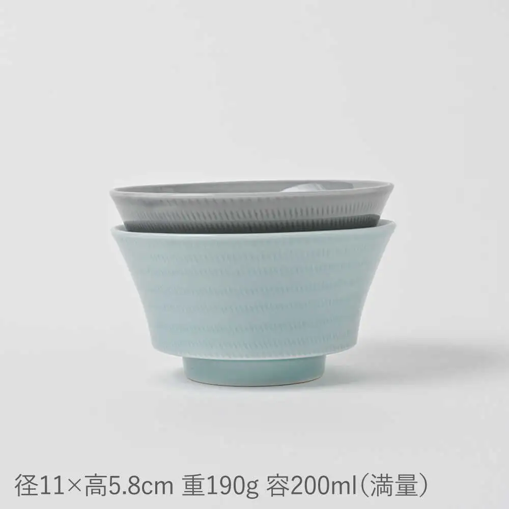 【波佐見焼】とびかんな ほどよく小さなお碗 ペア 青白釉・グレー　【福田陶器店】[PA381]