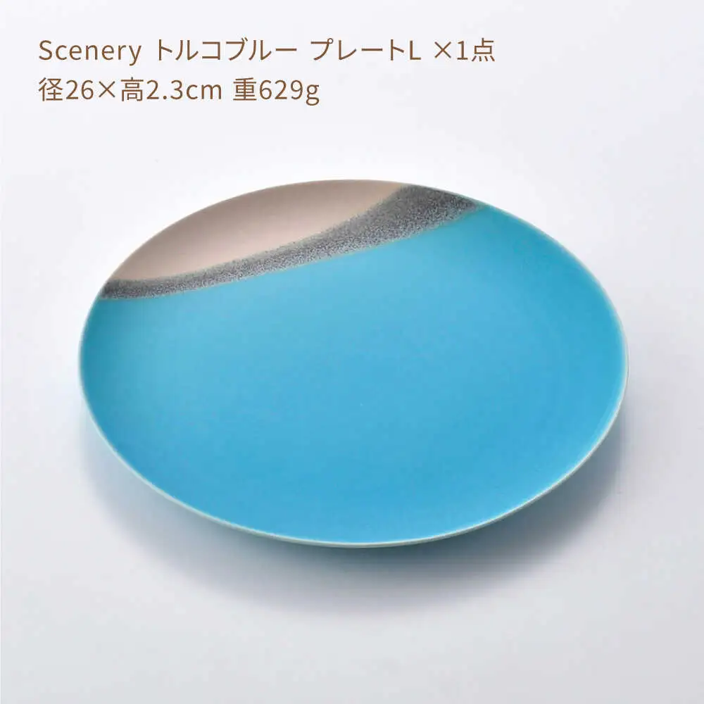 【波佐見焼】Scenery（シーナリー）トルコブルー プレート L（26cm） 1点　【光春窯】[XD115]