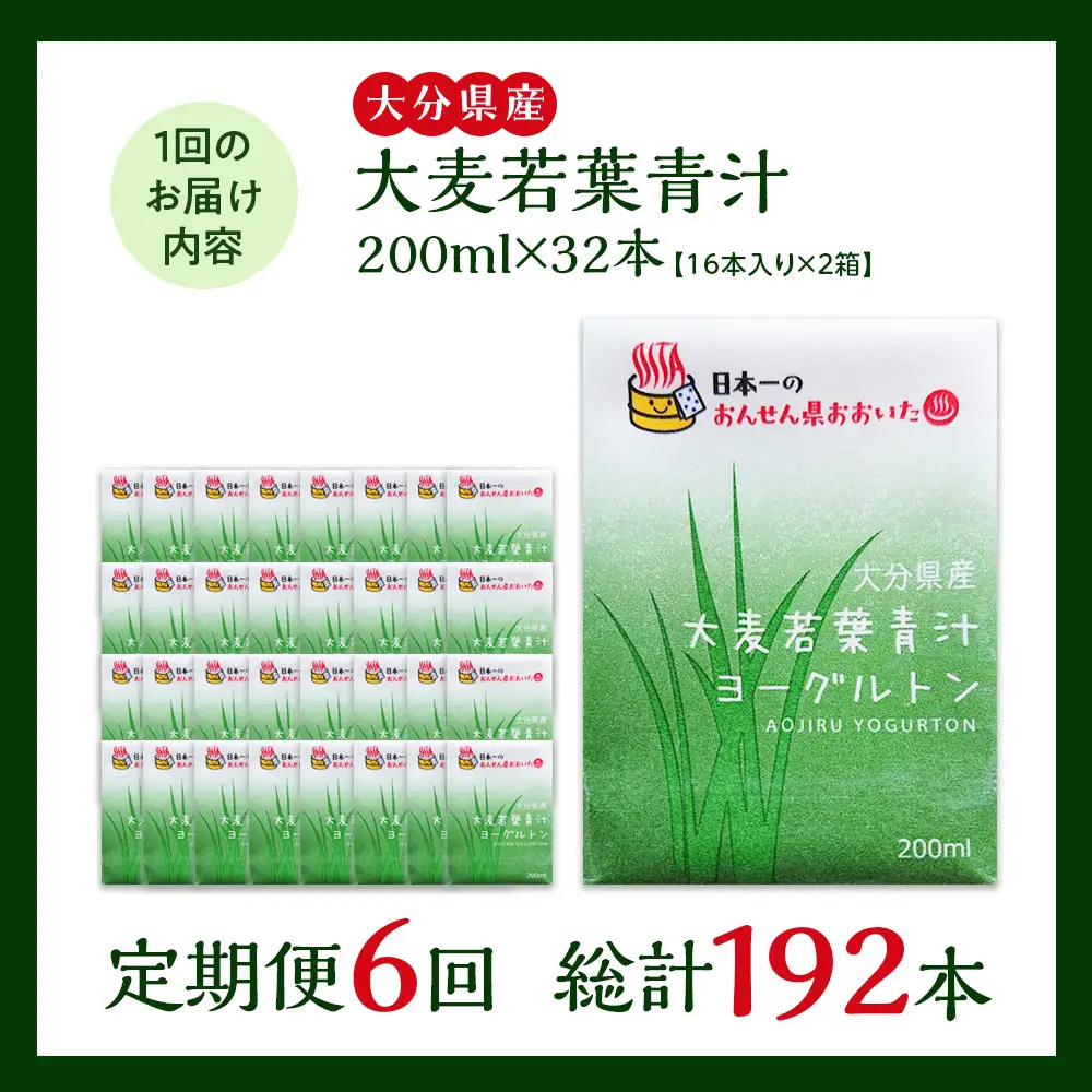 【全6回定期便】大分県産　大麦若葉青汁200ml１６本入り　２箱セット