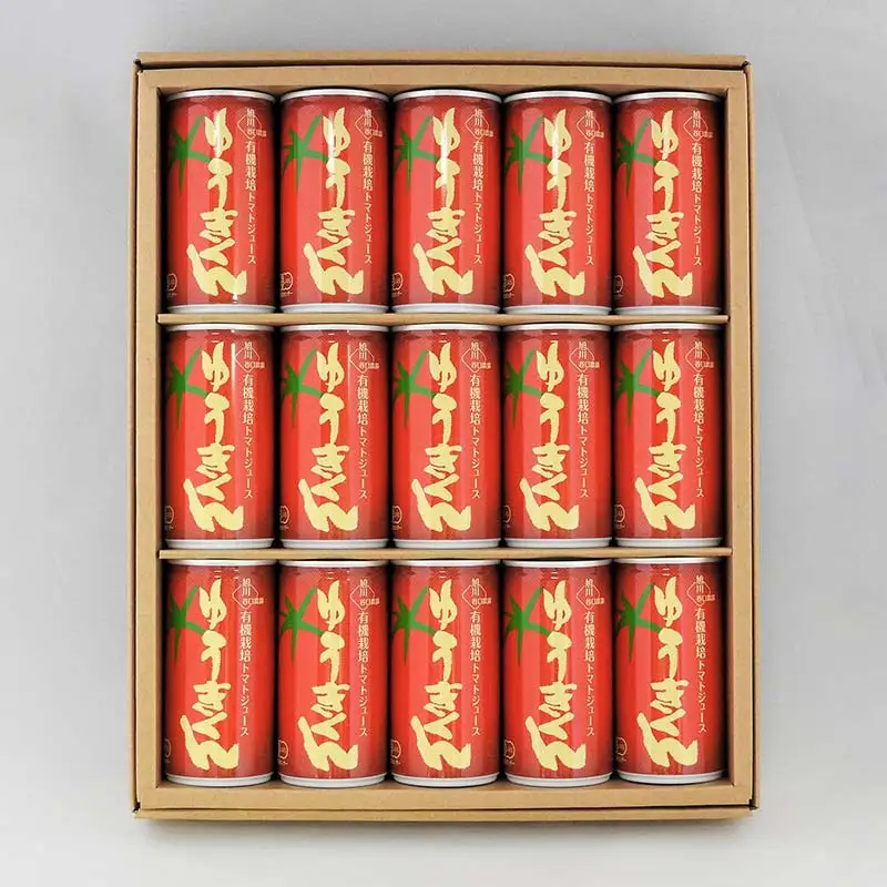 有機栽培トマトジュース ゆうきくん 15缶 食絶景北海道×ゼロカーボンアワード2023優秀賞 トマト ジュース 飲料 完熟 有機栽培 ロングセラー F6S-417