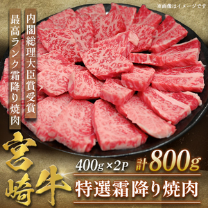 【A5等級】宮崎牛特選霜降り焼肉 800g（400g×2P） 宮崎牛 ブランド牛 和牛 牛肉 焼肉 特選和牛 霜降り A5 宮崎県 小林市