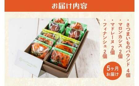 【５ヶ月定期便】焼き菓子10コ詰め合わせ【菓子 洋菓子 デザート ギフト スイーツ 贈り物 詰め合わせ 定期便 鹿嶋市 茨城県】 (KCX-19)
