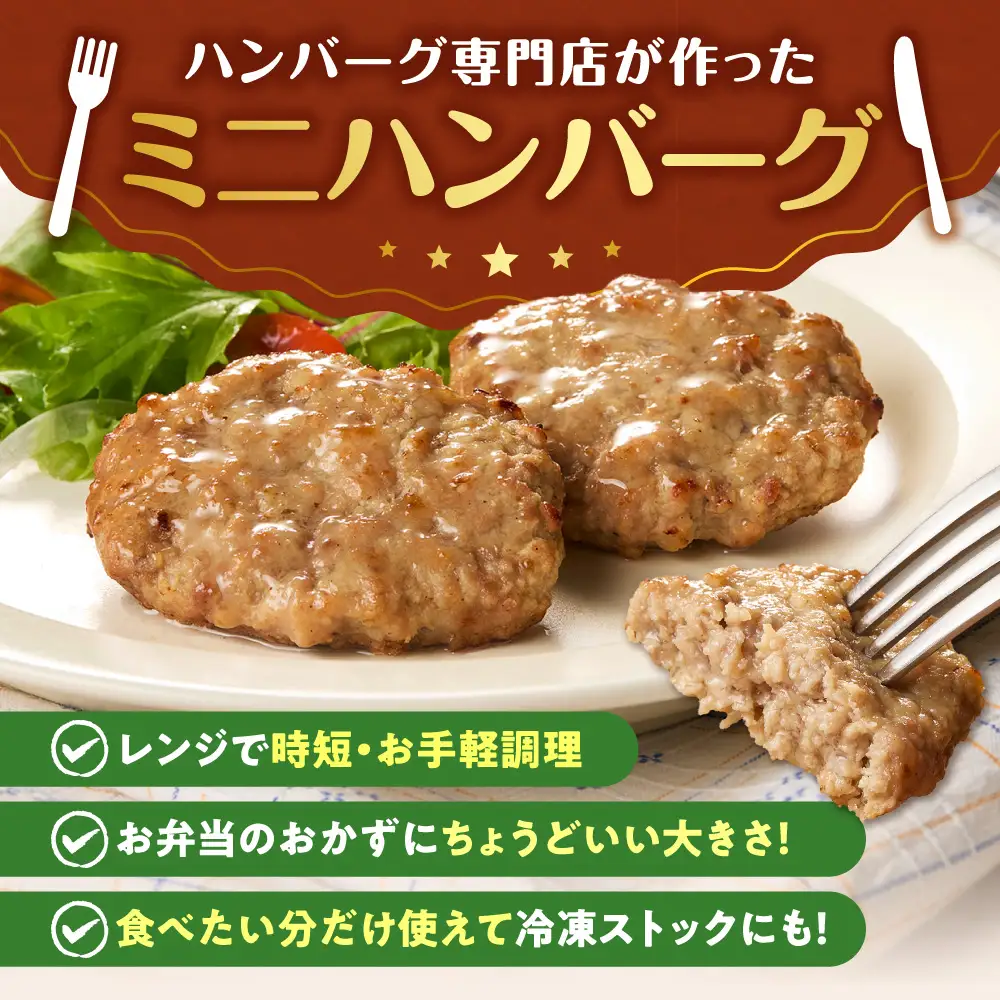 【ふるなびWEEK対象】【専門店】のミニ ハンバーグ 20枚｜ファイヤーバーグ 人気 お弁当 おかず 北海道 石狩市