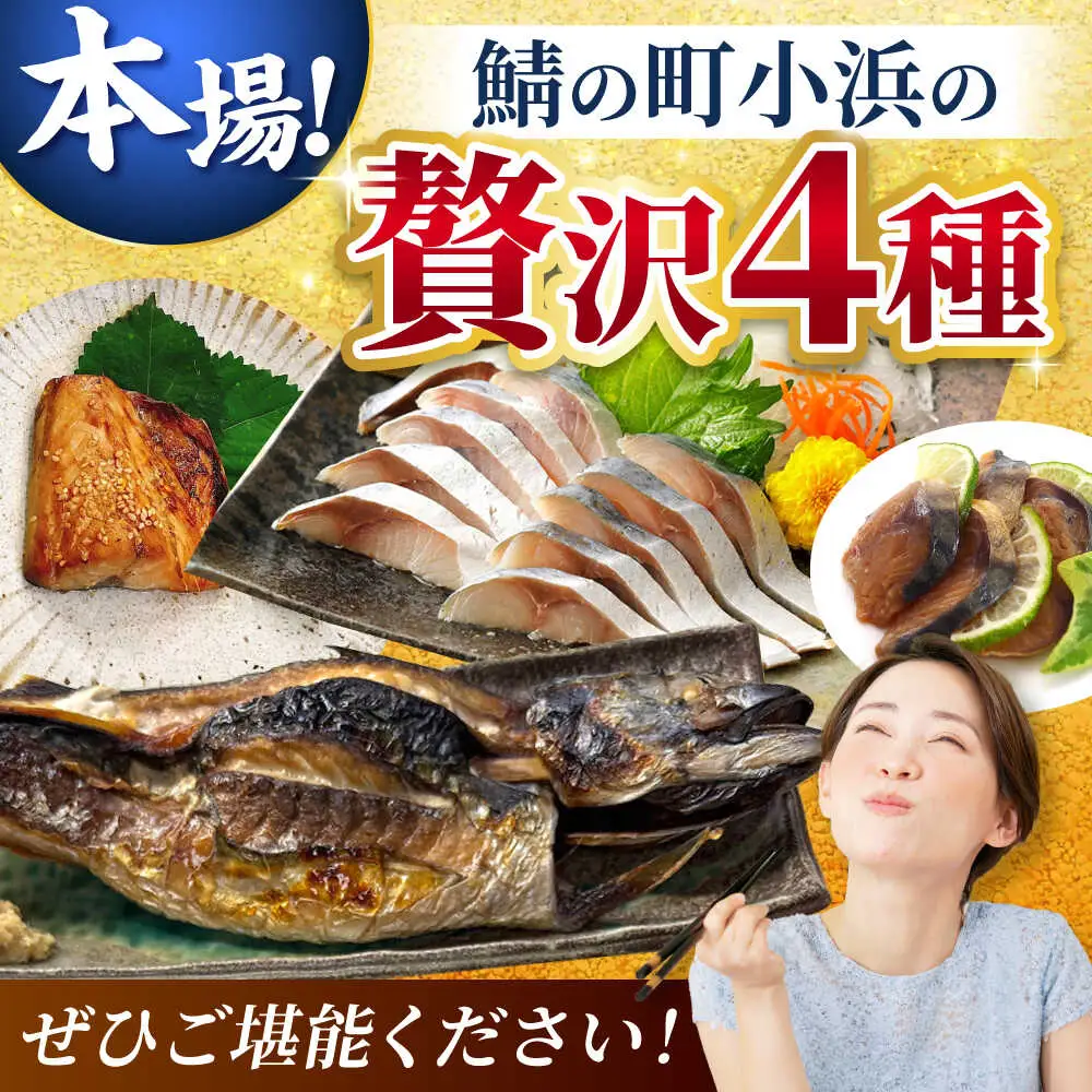 鯖街道プレミアム鯖セット (焼さば・鯖へしこ・〆サバ・鯖醤油干し) / 鯖 サバ さば 小浜市 / 上杉商店 【配送不可地域：北海道・沖縄・離島】[BFAD018]