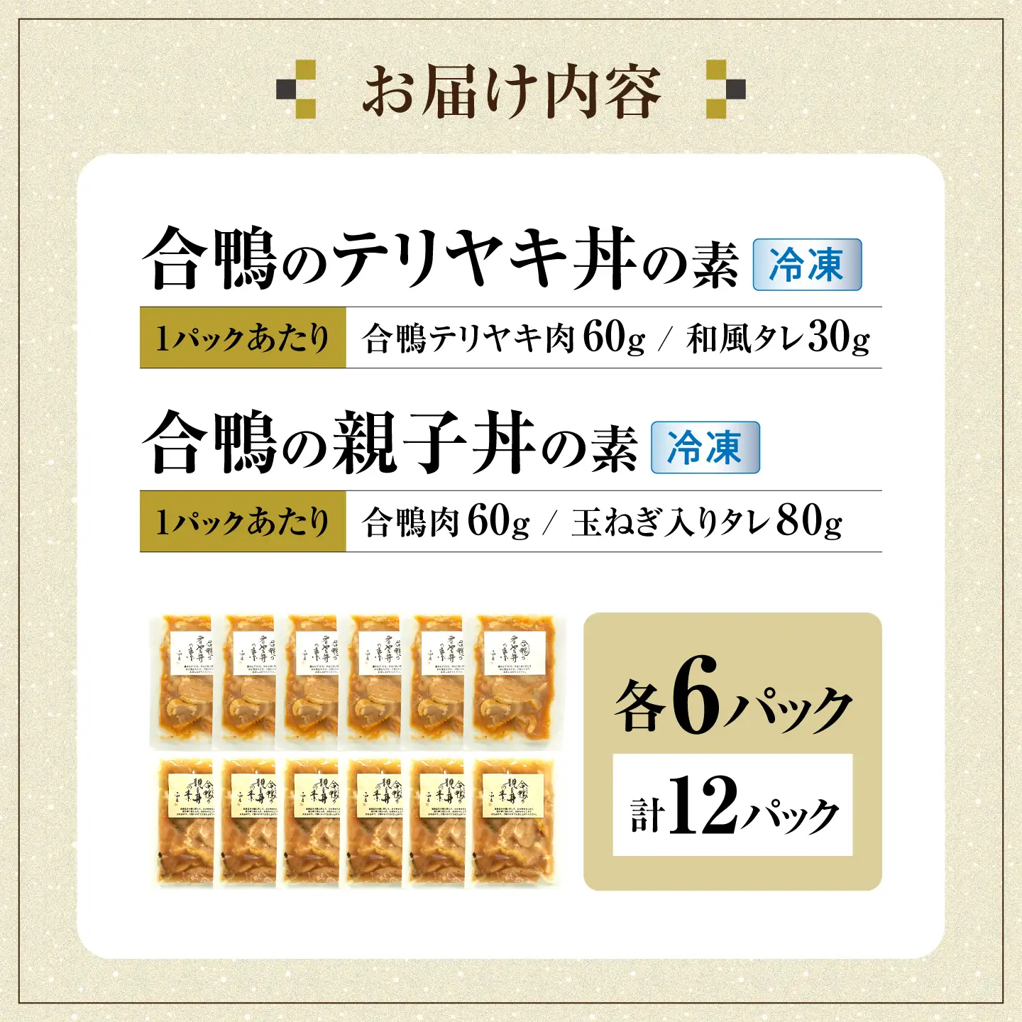【冷凍】合鴨親子丼の素・合鴨テリヤキ丼の素 各6 計12パックセット [AQCB020] 親子丼 丼