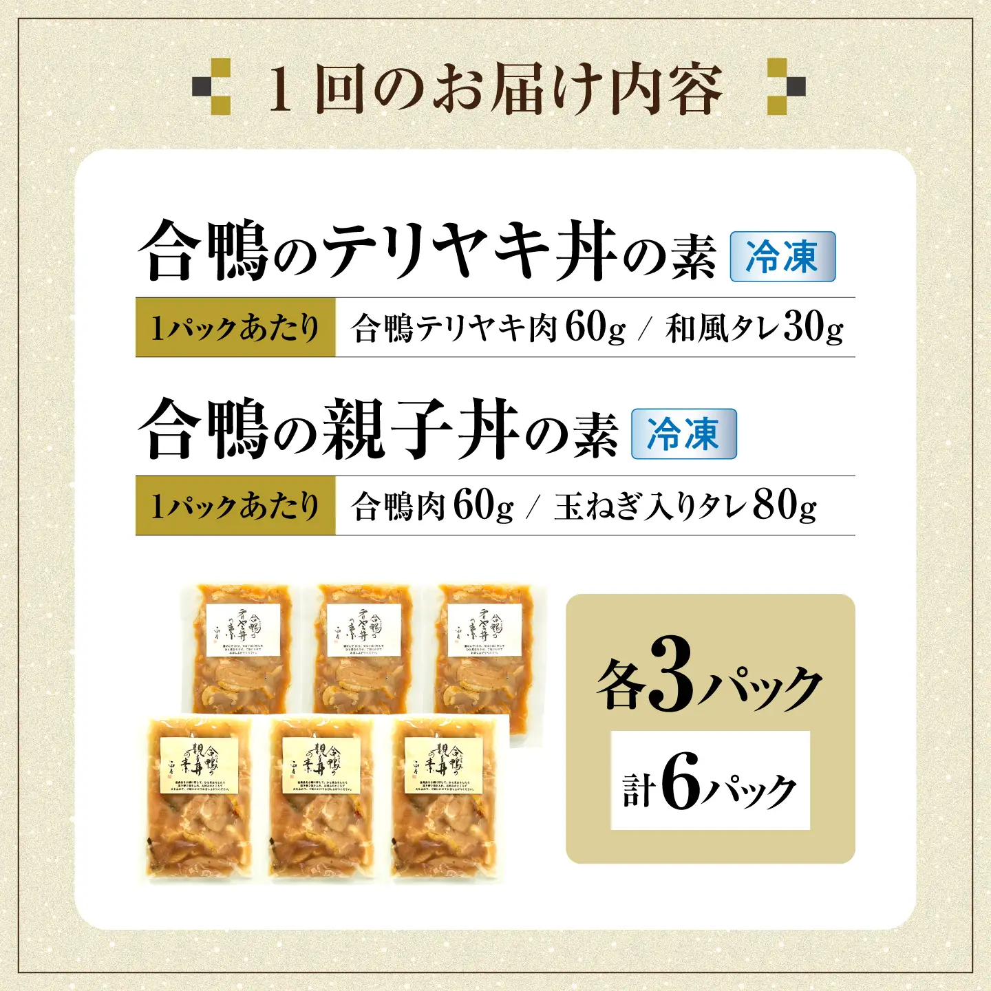 【全6回定期便】【冷凍】合鴨親子丼の素・合鴨テリヤキ丼の素 各3 計6パックセット [AQCB022] 定期便