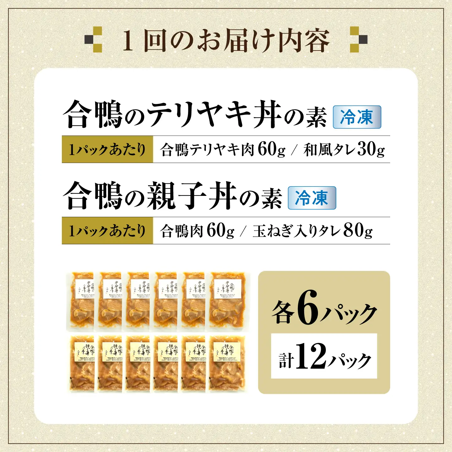 【全12回定期便】【冷凍】合鴨親子丼の素・合鴨テリヤキ丼の素 各6 計12パックセット [AQCB026] 親子丼 テリヤキ 惣菜 丼 簡単調理 定期便