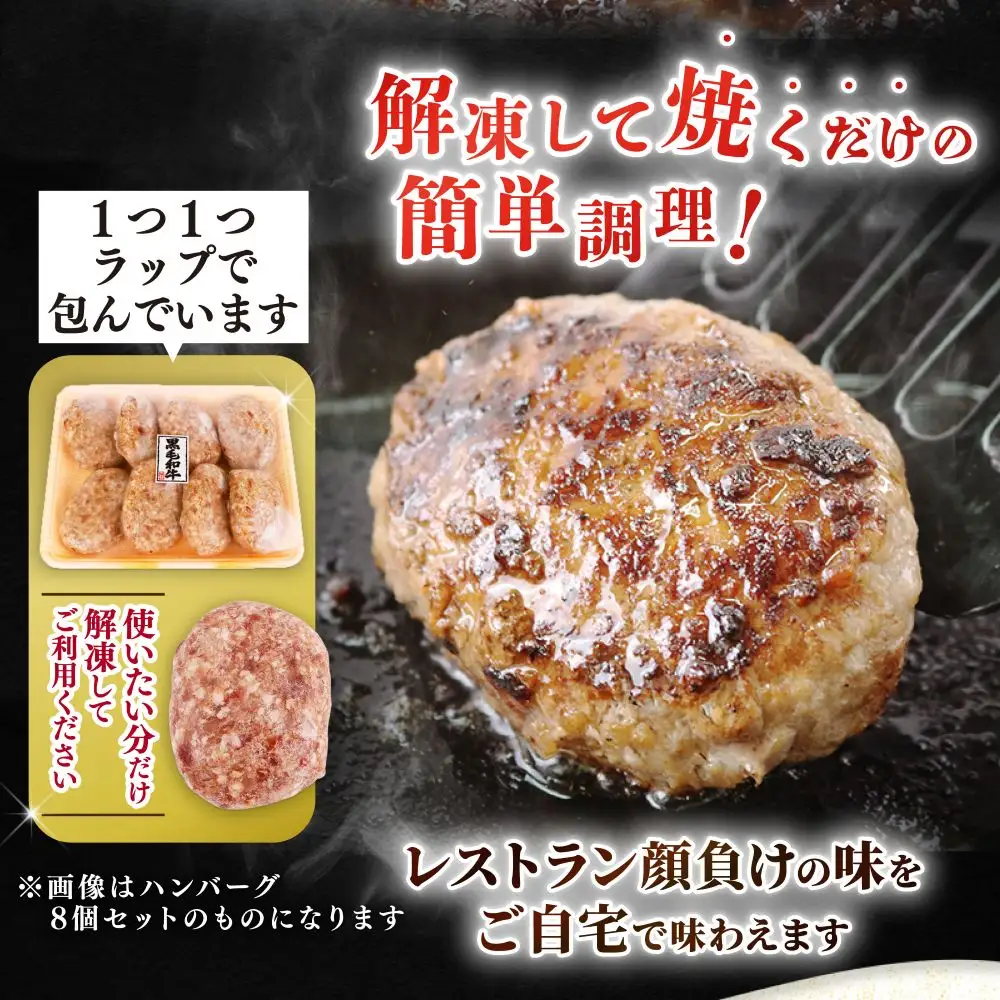自家製 手作り 黒毛和牛ハンバーグ 約90g×6個 総計約540g ハンバーグ 牛肉 100％ 【(有)山重食肉】（室戸海洋深層水塩使用）																																																							