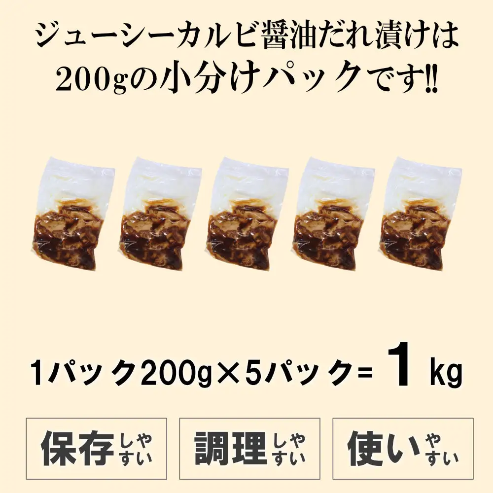 ジューシーカルビ醤油だれ漬け1kg（200g×5）