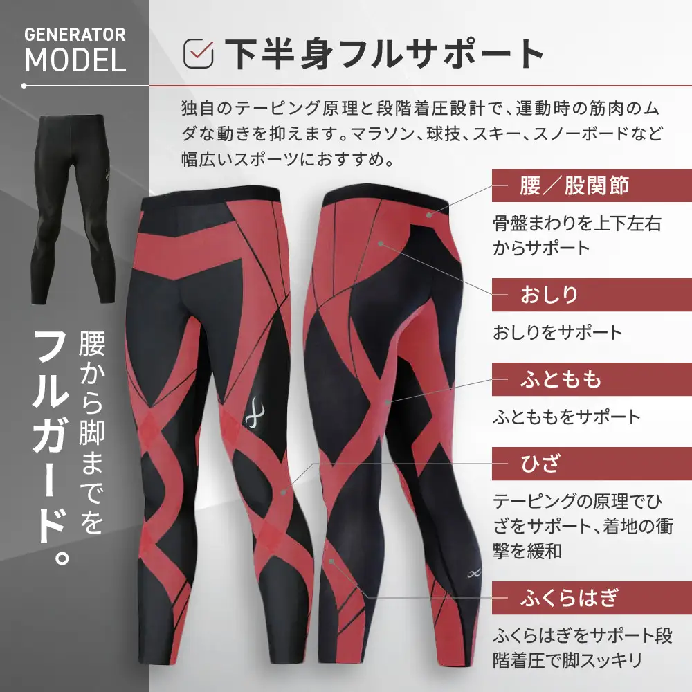 【ワコール】CW-X スポーツタイツ GENERATOR MODEL ブラック メンズ Mサイズ スポーツタイツ  